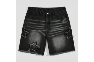 Men's Casual Comfortable Denim Shorts Fashion Loose Patchwork Jean Shorts for Men