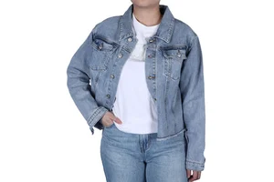 Light Blue Sand Wash Women'S Denim Jackets & Coats Denim Jacket Woman Chaqueta De Vaquero
