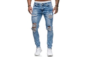 Custom Mens Cotton Ripped Pants Distressed Stylish Designer Skinny Homme Fit Slim Man Stretch Denim Jeans For Men