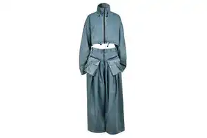 Women's Casual Outfits Plus Size Denim Two-Piece Suit with Stand Collar Jacket and Wide Leg Pants for Autumn for Boutiq Styles