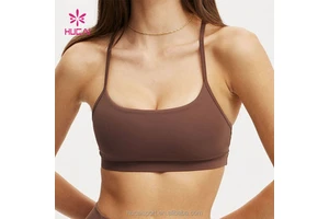 Custom High Impact Racerback Yoga Fitness Bra Women Nylon Spandex Scooped Neckline Adjustable Straps Workout Sports Bra