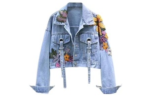 High Street Custom Made Women's Denim Jacket Premium Breathable Windproof with Button Decoration for Autumn Winter Seasons