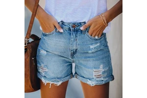 Wholesale Stretch Women Ripped Denim Shorts Elastic Summer Plus Large Size Girls Lady Jean Jeans Shorts 2025