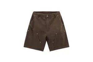 Customize Brown Vintage Oversized Shorts Streetwear Double Knee Baggy Denim Men Cargo Shorts
