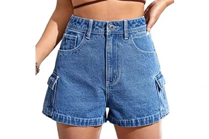 Fashion Women Blue Jean Shorts High Waist Bermudas Vintage Cotton Made Denim Shorts Custom Design Women's Denim Jean Shorts