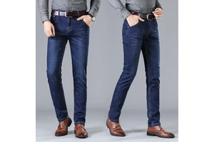 Autumn/Winter Stretch Men's Straight Denim Jeans-Versatile Long Pants