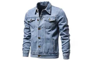 Men's Denim Jean Jacket Casual Outwear Fall Jacket Denim Button up Coat Slim Fit Jacket for Male