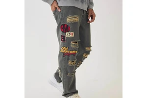 Custom Made Print Men's Denim Jeans High Quality Light Straight Plus Size Lightweight Casual Winter Logo Wholesale