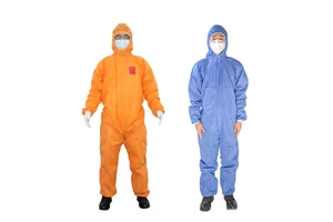Wholesale Customized Factory Direct Safety Clothing Disposable Red/White/Blue Non-Woven Anti-Static Cleanroom Coverall Isolation
