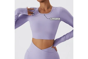 Custom Ribbed Soft Backless Breathable Long Sleeve Yoga Crop Top Sports Bra Long Sleeve Yoga Tops
