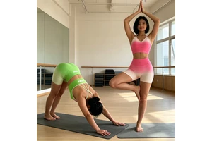 2PCS Seamless Gradient Yoga Sets Breathable Lightweight Sports Bra Fitness High Waist Scrunch Shorts Workout Gym Suits for Women
