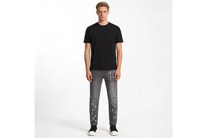 Hot Selling High Quality Men's Casual Street Fashion Jeans Mid Rise Light Wash Denim Autumn Winter Summer Unique Prints