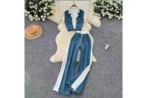 New Arrival Women's Denim Jacket Pant Set Casual Washed Regular Fit Eco-Friendly Summer Streetwear Custom Design Wholesale