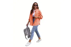 Solid Color Women's Denim Jacket Medium Long Sleeves Style Fashion