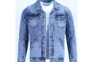 Best Edition Casual Men's Coated Denim Jacket with Front Logo Breathable & Windproof Winter Jacket for Everyday Wear