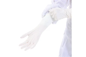 Disposable Nitrile Cleanroom Gloves Powder-free Antistatic White 4 Mil Thick 30CM Length Anti-Slip Bulk