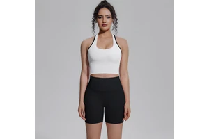2026 Solid Elastic Waist High Support Shockproof Racerback Sleeveless Yoga Active Tops Sports Bra for Women