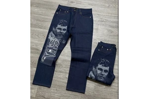 2026 New Fashion Breathable Hole Denim Jeans for Men Mid Waist Plus Size