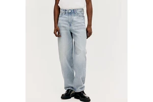 Modern Men's Straight Cut 100% Cotton Jeans High Breathable Stone Washed Denim Embroidered Worn-Old Style Summer Spring Autumn