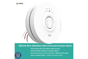 HardWired Mains Powered 230V 240V 10-Year Battery Photoelectric Wired Smoke Detector Alarm 3V Backup Battery