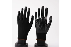 CE ISO9001 13 Gauge Polyester Black 12 Inch Oil-Resistant Nitrile Coated Work Gloves Industrial Safety
