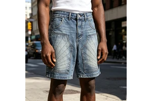 Wholesale Customized Casual Shorts High Quality Breathable Washed Denim Men American Style Logo Vintage Jeans Shorts D349