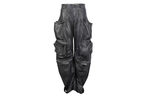 New Fashion High Street Denim Hip Hop Style Jumpsuit Set for Women Men Stonewashed Patchwork Cargo Jeans Wide Leg Pants