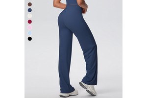 Women Modern Style Quick-drying Yoga Pant Booty Breathable Seamless Wide-leg Straight Yoga Pants for Outdoor