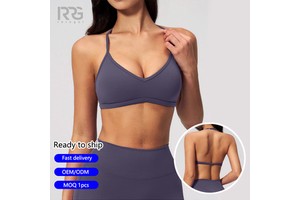 Roregal Women's Adjustable Halter Neck Sports Bra Brushed Quick-Dry Shockproof Yoga Bra For Gym Fitness