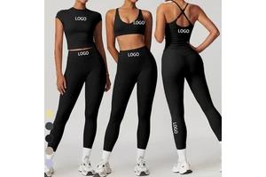 Women's Wholesale 5pcs Workout Crop tank Bra Tops Yoga Sets Ropa Deportiva Clothing Gym Wear Fitness Sets Activewear for Womens