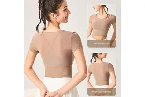 MAYYOUNG Women's High Support Breathable Sport Bras Yoga Fitness Gym Padded Removable Cups White Crop Bralette New