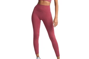 Women's Solid High-Waisted Peach Lift Tight Elastic Ankle-Length Yoga Pants Seamless Quick-Dry Breathable