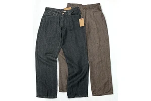 Washed Knitted Denim Straight Leg Micro Flared & Wide Leg Loose Fit Streetwear Jeans Rivet Detail Medium Wash Autumn Pants