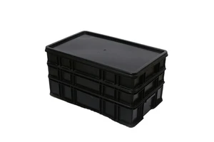 Cleanroom Black Plastic Circulation ESD Box for Anti-static protection