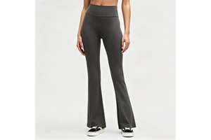 Custom Logo Bamboo Cotton Flare Yoga Pants Women Bootcut High Waisted Sports Pants Eco Friendly Gym Wear