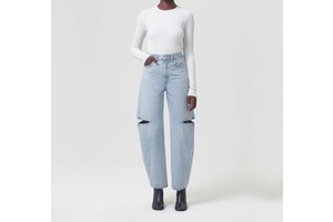 Casual High Waist Classic Trousers Wide Leg Loose Ripped Pant Denim Women Jeans Knee Rip Baggy Boyfriend Jeans