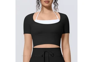 Women Gym Sports Clothing Breathable Running Yoga Wear Casual Pilates Training Activewear Cross-Border Women Sports Top