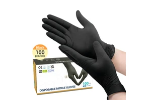 House-hold Green Box Wholesale Black Disposable Nitrile House-hold Gloves Powder-Free Anti-Slip High-Elasticity