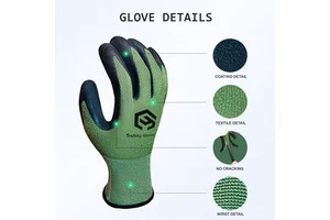 CY High Flexible Spandex Liner Foam Natural Latex Coated CE EN388 Approved Grip Crinkle Latex Dipped Safety Work Gloves