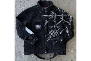 Custom Printed Wholesale Mens Black Heavy Denim Jean Jacket Man Plus Size Cotton Distressed Top Homme Jeans Jacket for Men