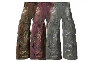 Custom High Street Waist Vintage Straight Leg Ripped Spandex Men's Jeans Plus Size Coated Denim Street Clothing Wholesale