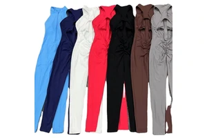 Gym Wear One Piece Sports Bodysuit Hollow Out Back Scrunch Yoga Jumpsuit with Zipper