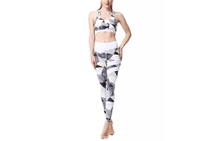 Women's Yoga Set 2-Piece Sports Fashion Seamless High Quality Leopard/Solid Front Breathable Eco-Friendly Nylon/Cotton Yoga Wear