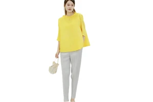 Miyake Pleated Women's High-end Casual All-round Suit; Elegant All-season Plain Color Pleated Loose Style Knitted Plus Size