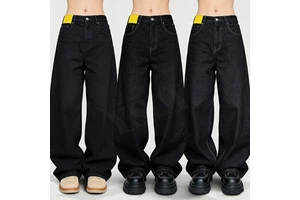 YSJY OEM Manufacturer Custom Cotton Plain Jeans Embroidery Wide Leg Wash Jeans Trousers for Men
