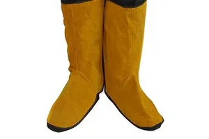 Heavy Duty Eco-Friendly Cowhide Split Leather Welding Safety Shoe Cover Industrial CE Certified Level Protection Flame Retardant