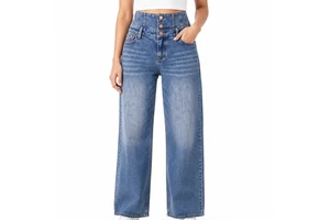 Women Denim Jeans High Waist Wide Leg Stylish Comfortable Trendy Premium Denim Modern Streetwear Everyday Wear Breathable 100%