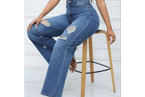 2026 Women's Straight Jeans Women Fashion Cut Out Loose Jeans Pants Casual Denim Pants Wide Leg Ripped Jeans for Women