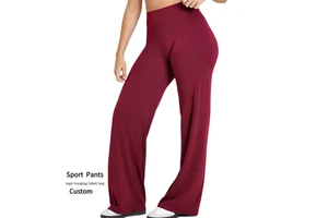 Hot Sale Custom Logo High Waist Quick Dry Hip Lifting Yoga Pants Tight Wide Leg Flared Pants Women Gym Sports Fitness Leggings