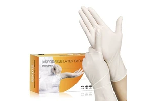 Factory Produced Low Price White Non-slip Sterile Powdered Disposable Medical Surgical Examination Latex Gloves
